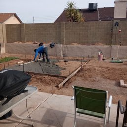 Having concrete poured in our backyard for our new gazebo.