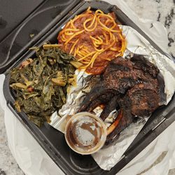 Cajun Soul - Lamb Chops with Spaghetti and Greens