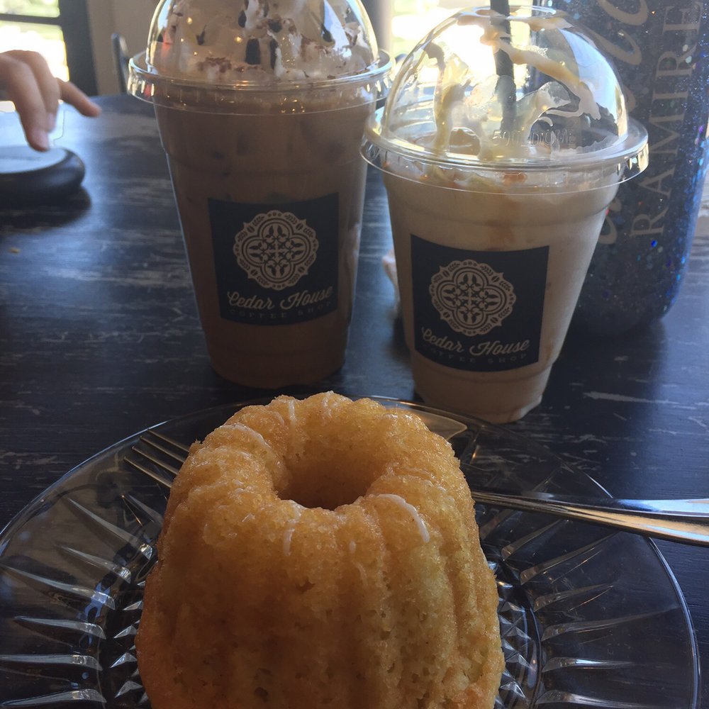 Cedar House - Mini Orange bundt cake, iced caramel, iced mocha - Coffee & Tea Near Me - Flagstaff, Arizona
