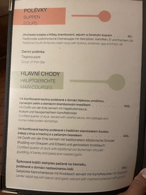 Menu photo 1 Švejk Český Krumlov, JC Menu photo 1 Švejk Český Krumlov, JC