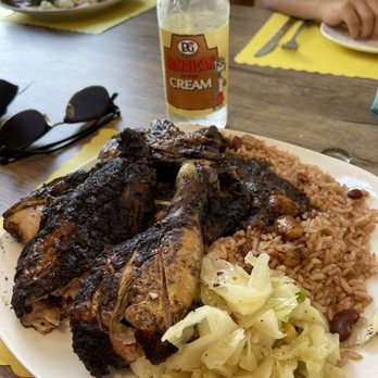 Ocho Rios Jamaican Restaurant - Large Jerk Chicken, Peas and Rice - Caribbean Near Me - Clermont, Florida