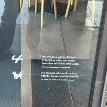 Jane On Third - Sign in the window describes what kind of pets are allowed, not all pets as noted in the description. This needs to be made clear. - Cafes Near Me - San Francisco, California Jane On Third - Sign in the window describes what kind of pets are allowed, not all pets as noted in the description. This needs to be made clear. - Cafes Near Me - San Francisco, California