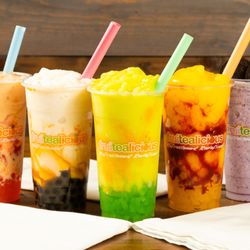Our fresh fruit slushes and dessert drinks w your favorite boba