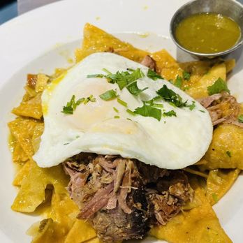 Hash Kitchen - Green Chilaquiles without Cheeses.. larger portion. - Breakfast & Brunch Near Me - Peoria, Arizona Hash Kitchen - Green Chilaquiles without Cheeses.. larger portion. - Breakfast & Brunch Near Me - Peoria, Arizona
