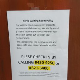 How to check in for your appointment since their waiting room is closed How to check in for your appointment since their waiting room is closed