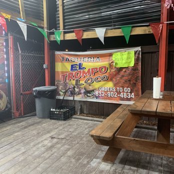 El Trompo Loco - Covered Spacious deck for dining in and ordering . Not common for a food truck. - Food Stands Near Me - Houston, Texas El Trompo Loco - Covered Spacious deck for dining in and ordering . Not common for a food truck. - Food Stands Near Me - Houston, Texas