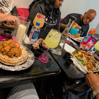 Chubby Chicks Cafe - Chicken & Waffles Jerk Chicken salad Crispy Chicken salad Not pictured (but so good!): Shrimp Grilled cheese sandwich & Fries - Breakfast & Brunch Near Me - Philadelphia, Pennsylvania