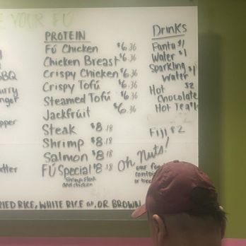 Fú Asian Grill - Menu board January 2025 - Vegetarian Near Me - Omaha, Nebraska