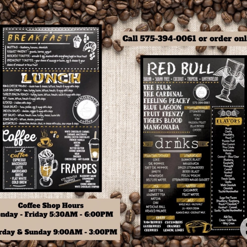 GrindHouse Coffee - Menu as of 07.25.2026 - Coffee & Tea Near Me - Eunice, New Mexico