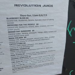 Revolution Juice - Menu