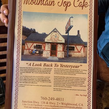 Mountain Top Cafe - The food is delicious and let's admire the fast service and excellent customer service. - American Near Me - Phelan, California Mountain Top Cafe - The food is delicious and let's admire the fast service and excellent customer service. - American Near Me - Phelan, California
