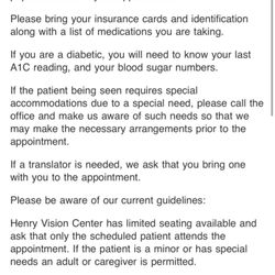 Henry Vision Center - Email that supposedly address no kids allowed