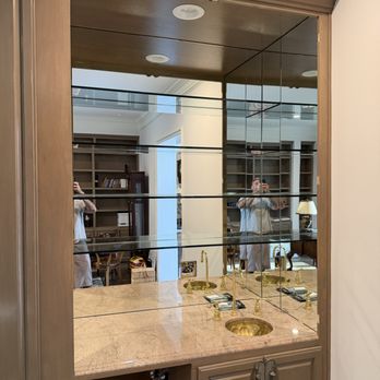 G & G Glass - Custom mirrored on 3 sides bar area with floating 1/2" thick glass shelves. - Glass & Mirrors Near Me - Van Nuys, California G & G Glass - Custom mirrored on 3 sides bar area with floating 1/2" thick glass shelves. - Glass & Mirrors Near Me - Van Nuys, California