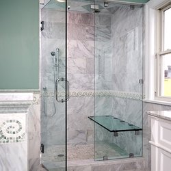 Eastern Glass & Shower Door - Frameless steam shower enclosure with custom glass seat