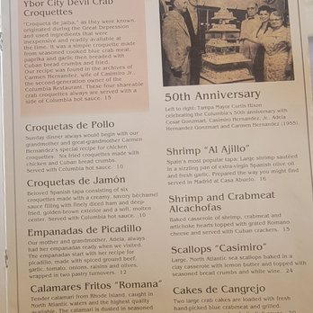 Columbia Restaurant - Menu - Spanish Near Me - Celebration, Florida