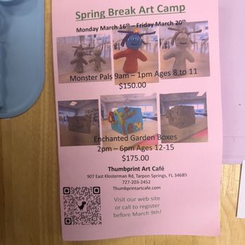 Thumbprint Art Cafe - Can't wait to try spring camp ! - Art Classes Near Me - Tarpon Springs, Florida