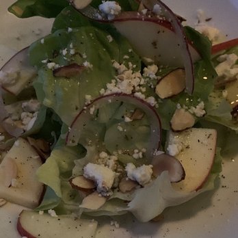 Santo - Bibb salad w goat cheese, almonds, apples with a garlic thyme vinaigrette dressing- don't split this; it's too good. - Mediterranean Near Me - Nashville, Tennessee Santo - Bibb salad w goat cheese, almonds, apples with a garlic thyme vinaigrette dressing- don't split this; it's too good. - Mediterranean Near Me - Nashville, Tennessee