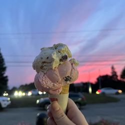 Smitty's Homemade Ice Cream - Coconut almond chip and raspberry truffle ice cream