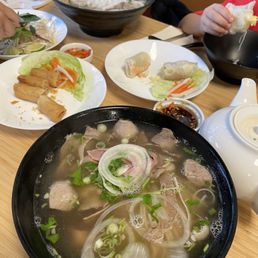 #1 Pho Dac Biet with fried spring rolls and summer rolls #1 Pho Dac Biet with fried spring rolls and summer rolls