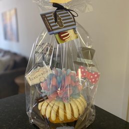 a bundt cake wrapped in plastic