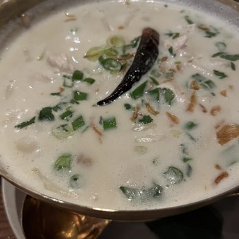 Mitr Thai - Tom Kha Gai Coconut Galangal broth, chicken, mushrooms, scallions - Thai Near Me - New York, New York Mitr Thai - Tom Kha Gai Coconut Galangal broth, chicken, mushrooms, scallions - Thai Near Me - New York, New York