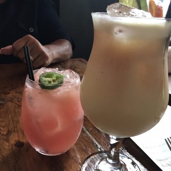 Grey Lady - Watermelon margarita on left, Pain Killer on the right - Seafood Near Me - New York, New York Grey Lady - Watermelon margarita on left, Pain Killer on the right - Seafood Near Me - New York, New York