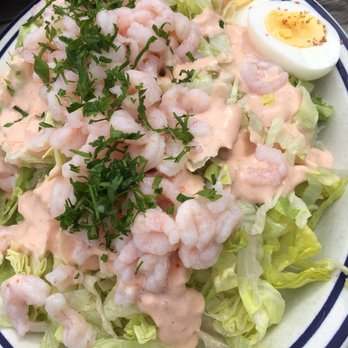 Fish - Shrimp salad. This dressing is yummy, but screams calories. Just a romaine lettuce under it. - Seafood Near Me - Sausalito, California