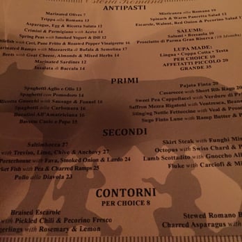 Lupa - Menu - Italian Near Me - New York, New York Lupa - Menu - Italian Near Me - New York, New York