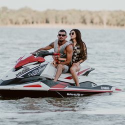Our JetSki's comfortably seat 2 adults. What a great date idea, exploring. Lake Lewisville!