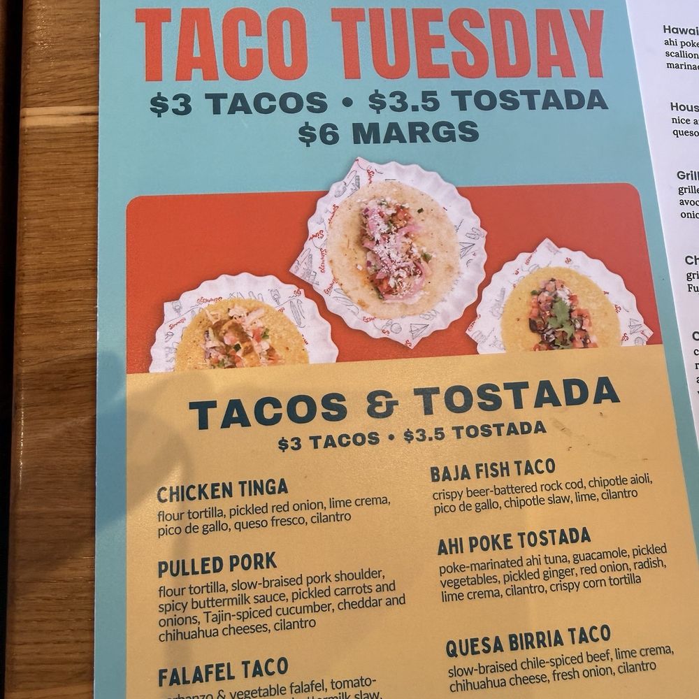 Simmzy's - Taco Tuesday Menu - American Near Me - Manhattan Beach, California