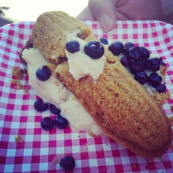 Farm Girls - Saskatoon corn bread cake with juniper berry buttercream