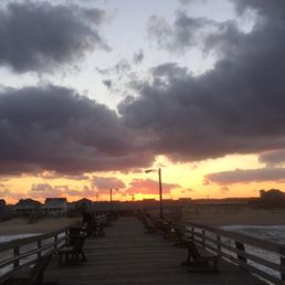 Cold windy sunset at the nags head pier. Cold windy sunset at the nags head pier.