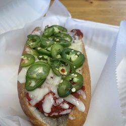 Black Forest Pies and Grinders - Meatball parm sub with Jalapeños! The best sub I ever had!