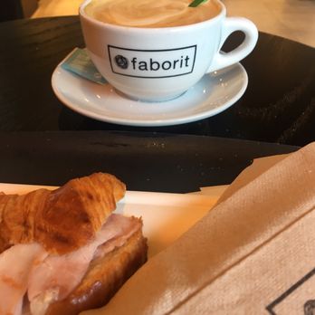 Faborit - Capuccino and ham and cheese croissant, yum! - Salad Near Me - Madrid, M