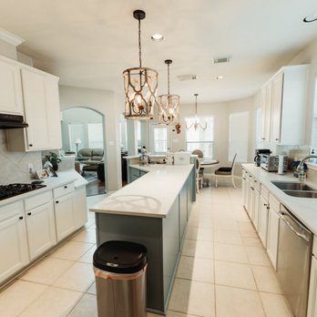 Lone Star General Remodeling - Kitchen remodel in Spring TX! Painted cabinets, quartz countertops, and new lighting fixtures! - Flooring Near Me Lone Star General Remodeling - Kitchen remodel in Spring TX! Painted cabinets, quartz countertops, and new lighting fixtures! - Flooring Near Me