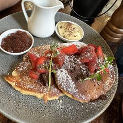 Two Good Eggs Cafe - Pancakes with strawberry compote