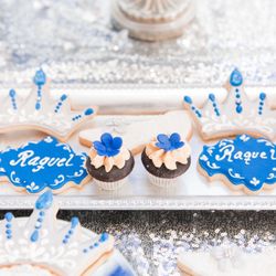 Danielly's Boutique - Crown cookies and name cookies along with mini cupcakes