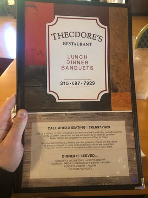 Menu photo 3 Theodore's Restaurant Canastota, NY