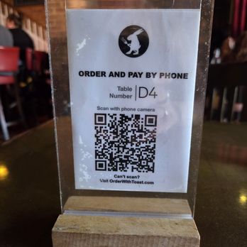 White Rabbit Gastropub - QR code menu signs on all the tables but app ordering not recommended by server - Gastropubs Near Me - Frederick, Maryland