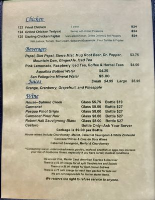Menu photo 7 Carlee's Place Borrego Springs, CA