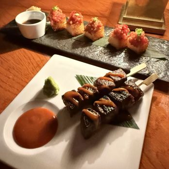 Merois - Prime Beef Skewers  Spicy Miso , Crispy Blue Fin Tuna - French Near Me - West Hollywood, California