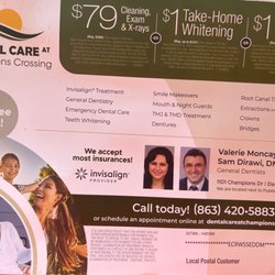 Dental Care at Champions Crossing - A flyer we received after moving from Colorado to Florida.