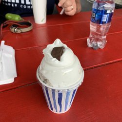 Main Ave Ice Cream - Small peanut butter cup flurry my husband got a medium shamrock shake! Only $7 for both!!