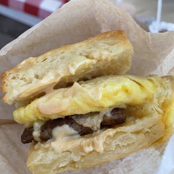 Little Ola's Biscuits - sausage egg & cheese biscuit - Salad Near Me - Austin, Texas
