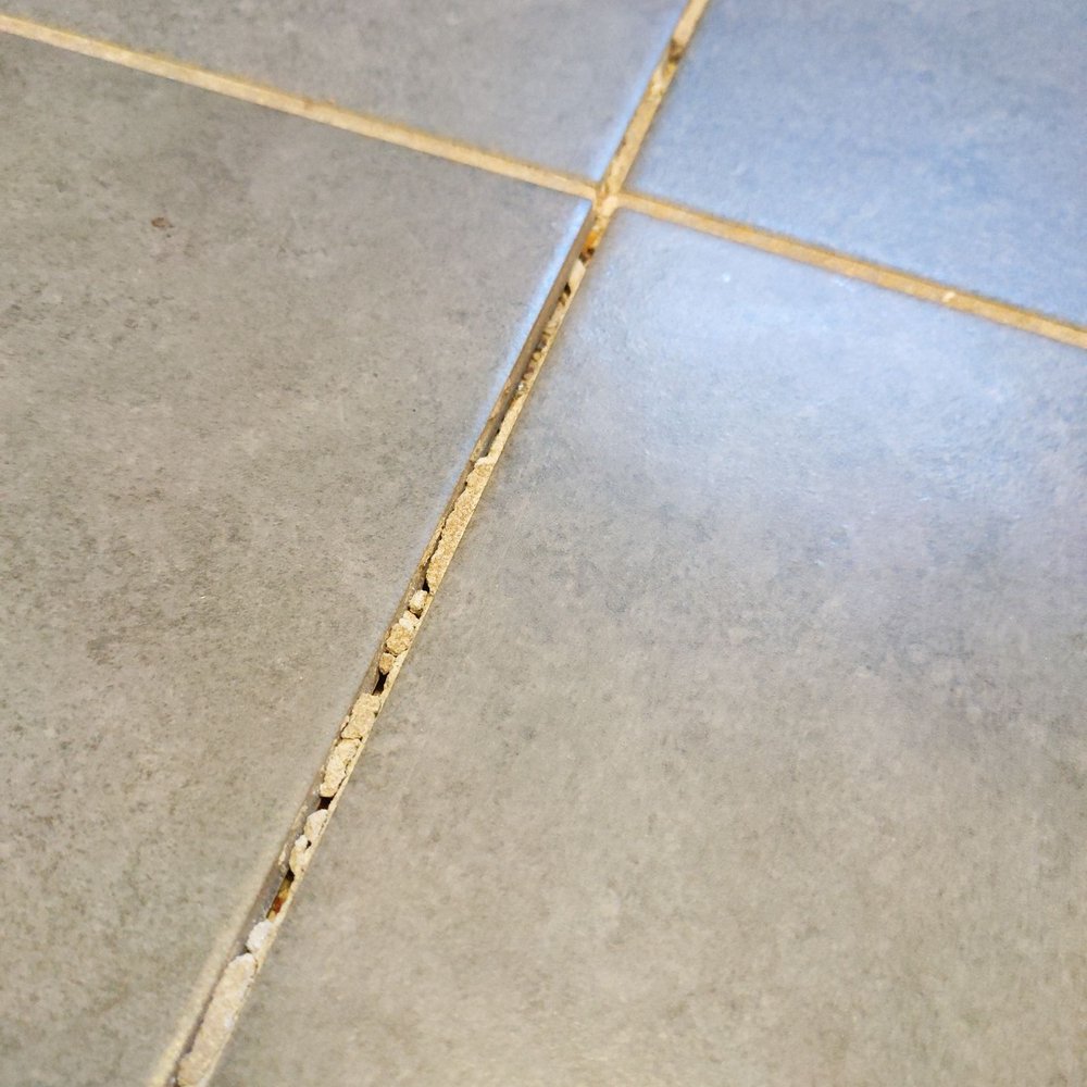 Fairway Tile & Carpet - One of many crumbling grout lines. - Carpeting Near Me - Clawson, Michigan