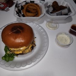 Fat Shack - Double,  onion rings and jalapoppers
