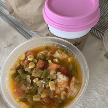 Undergrind Cafe - Shrimp and Grits + Green Dragon Latte - Cafes Near Me - Los Angeles, California