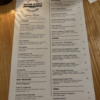 Motor Supply Co Bistro - Menu - New American Near Me - Columbia, South Carolina