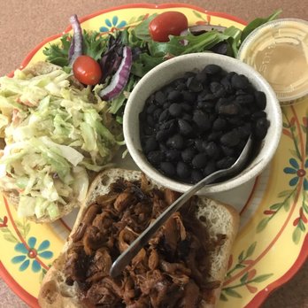 plant power cafe - BEFORE: BBQ Jackfruit sandwich, salad, black beans and rice. - Juice Bars & Smoothies Near Me - Chattanooga, Tennessee plant power cafe - BEFORE: BBQ Jackfruit sandwich, salad, black beans and rice. - Juice Bars & Smoothies Near Me - Chattanooga, Tennessee