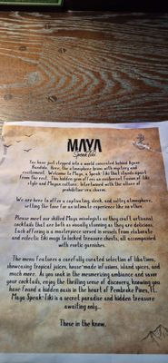 Menu photo 2 Maya Speak Tiki Pembroke Pines, FL